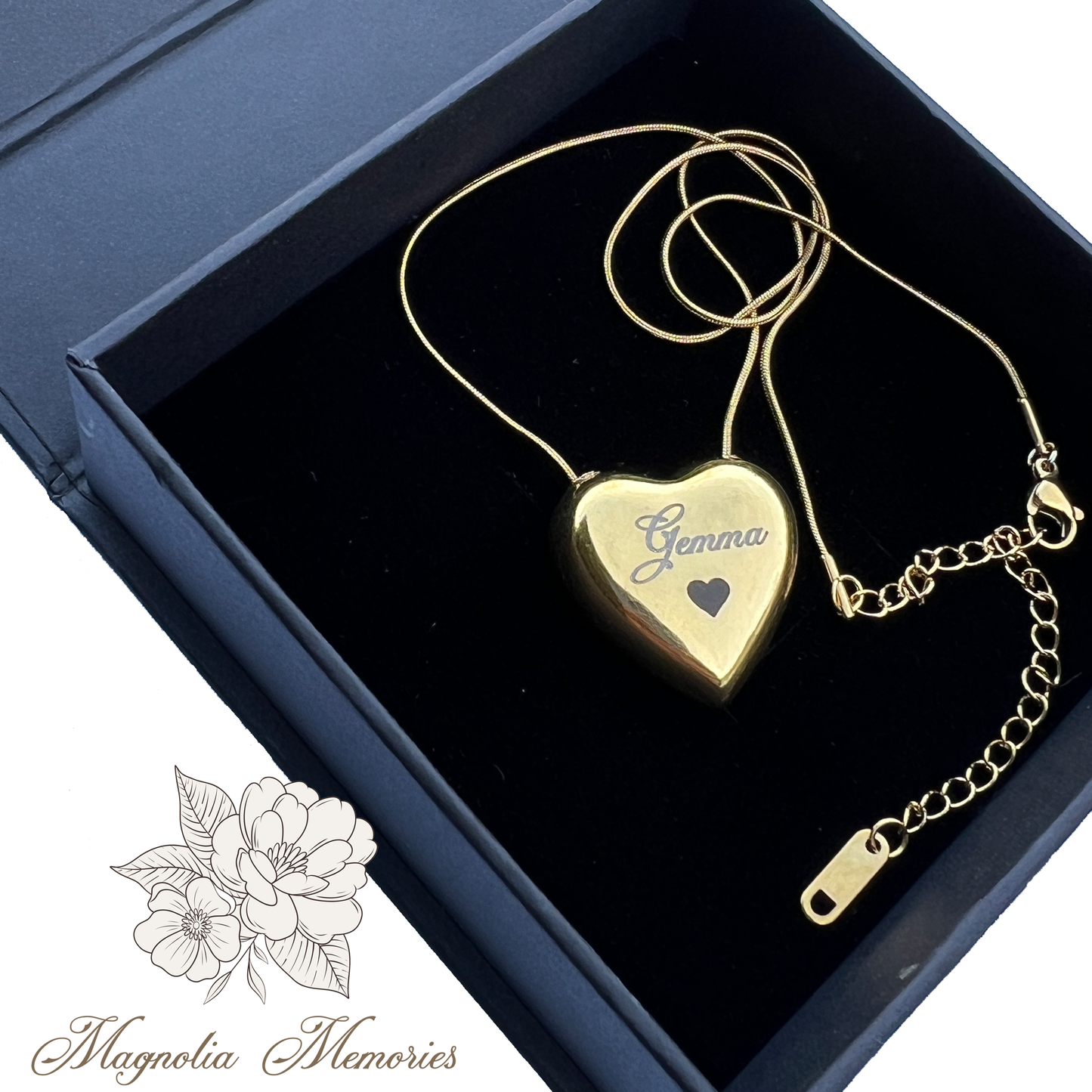 Personalised Necklace - Text, Name, Date, Icon Custom Engraved Stainless Steel Heart Pendant, Signature Gift, Keepsake for Loved Ones