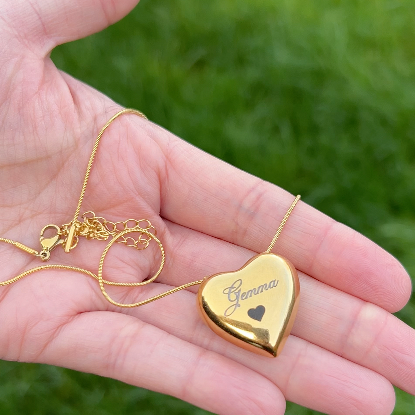 Personalised Necklace - Text, Name, Date, Icon Custom Engraved Stainless Steel Heart Pendant, Signature Gift, Keepsake for Loved Ones