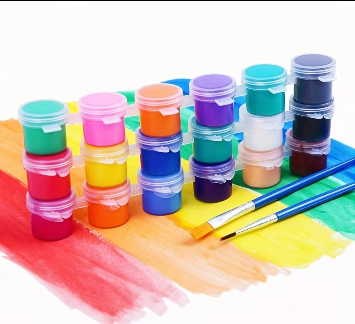 Paint pots and brushes